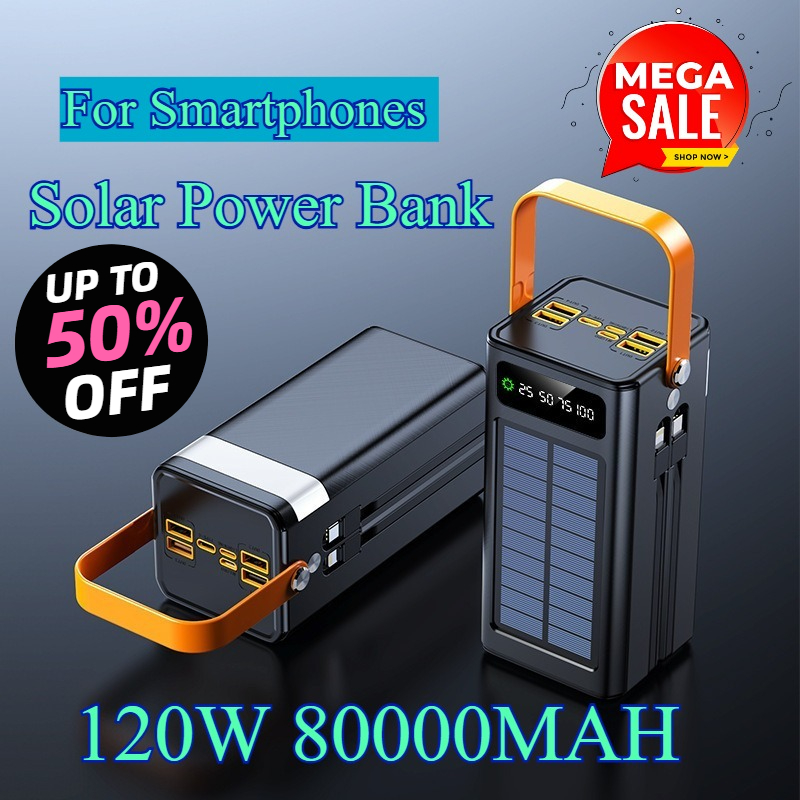 Usb Charger Dynamo - Power Bank Solare da 80000mAh 120W,