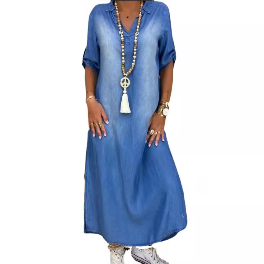 Cycling Commute Outfit - Abito in denim da donna, vestibilità